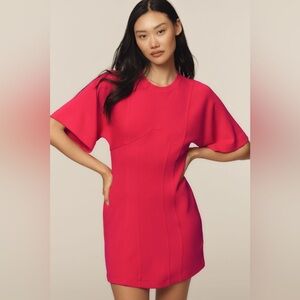 Anthropologie NWT Daily Practice Short Sleeve Coquette Mini Pink Dress Size S